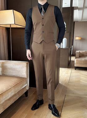 定制logo酒吧KTV台球厅足浴餐厅服务员工作服男士西装马甲休闲裤