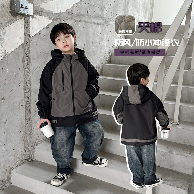 冬款男童加棉防水冲锋衣
