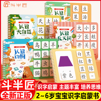 斗半匠识字启蒙游戏书宝宝撕拉书幼儿识字早教魔术贴识字卡片幼儿认字神器全套手撕拉粘贴婴儿撕撕书益智玩具拼音拼读训练一日一练