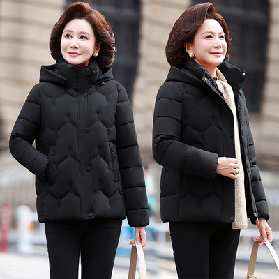 中年妈妈秋冬加棉加厚外套2025新款老年人棉袄冬季女款气质感