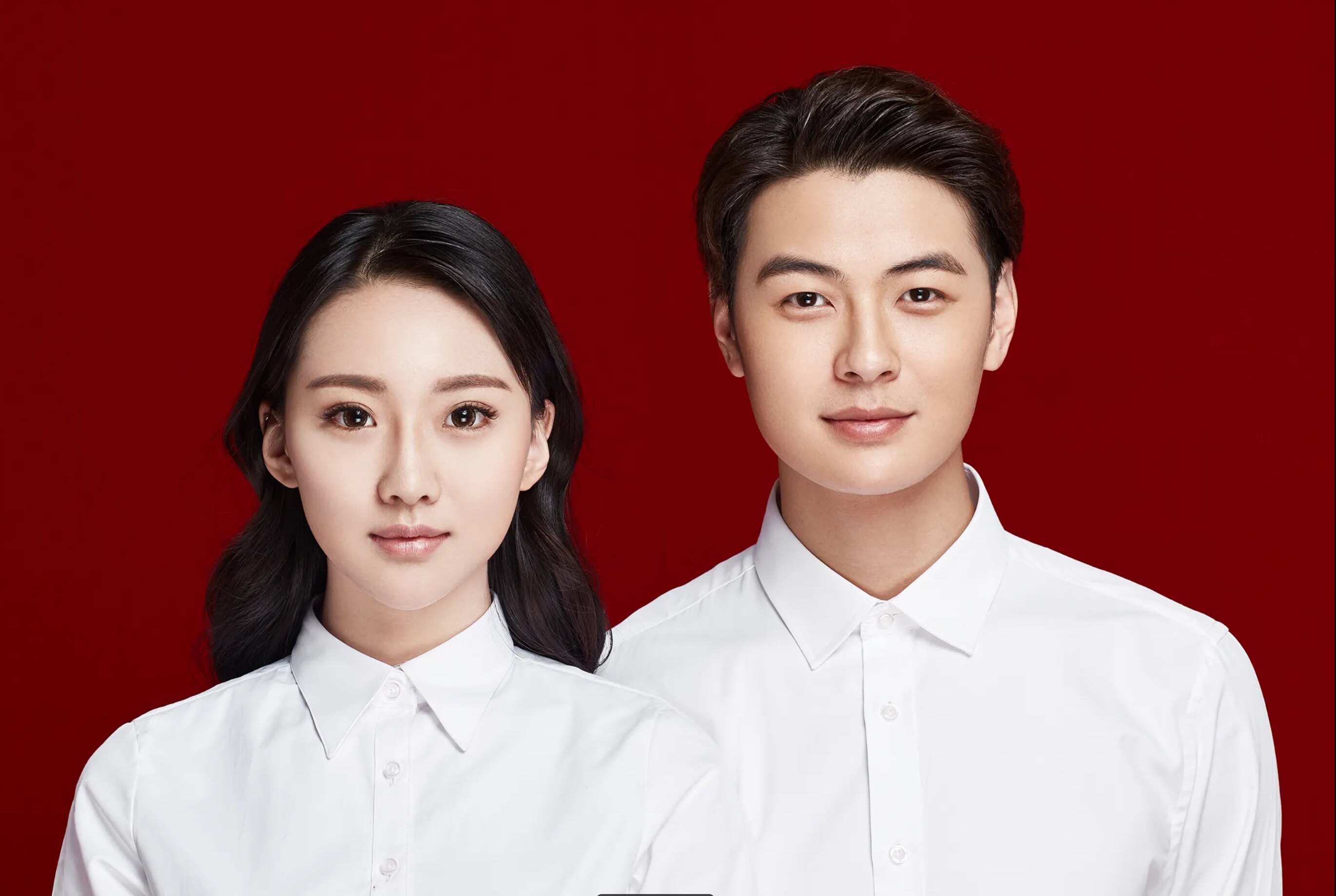 ps结婚登记照证件照结婚照形象照修图精修一寸改底色换衣服p照片