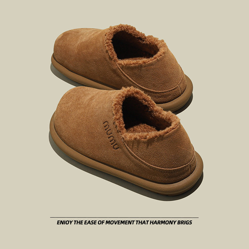 真皮加绒勃肯鞋女2024冬季新款丑萌圆头软底一脚蹬保暖雪地棉鞋,女鞋,时尚雪地靴,淘宝优惠券,粉丝福利购,淘宝优惠卷