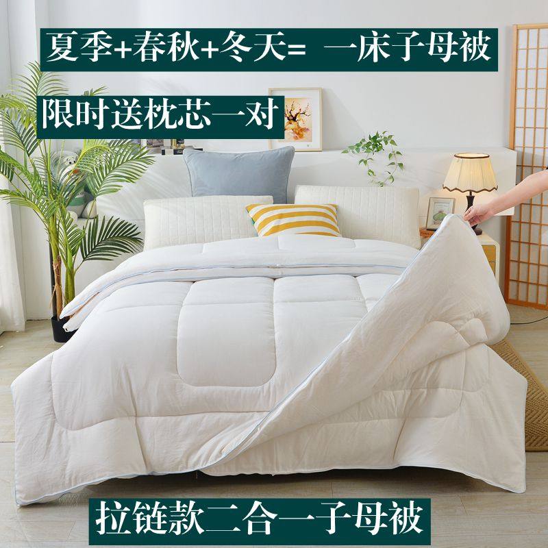 柔软全棉子母被二合一拉链款纯棉加厚保暖冬被子春秋被芯四季通用,床上用品,化纤被,淘宝优惠券,粉丝福利购,淘宝优惠卷