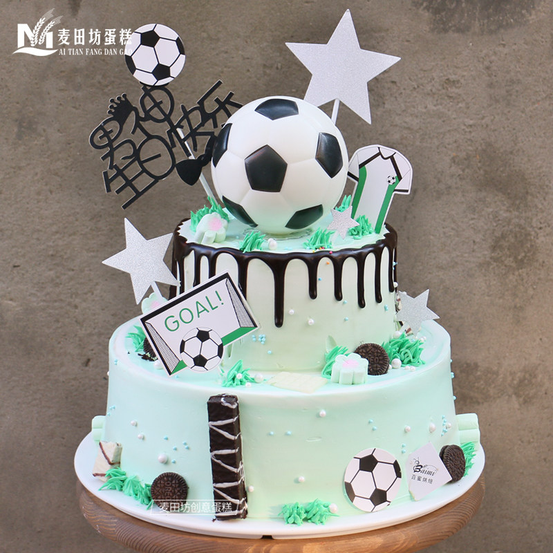 【麦田】足球蛋糕动物奶油球迷儿童双层男孩生日蛋糕南京同城配送