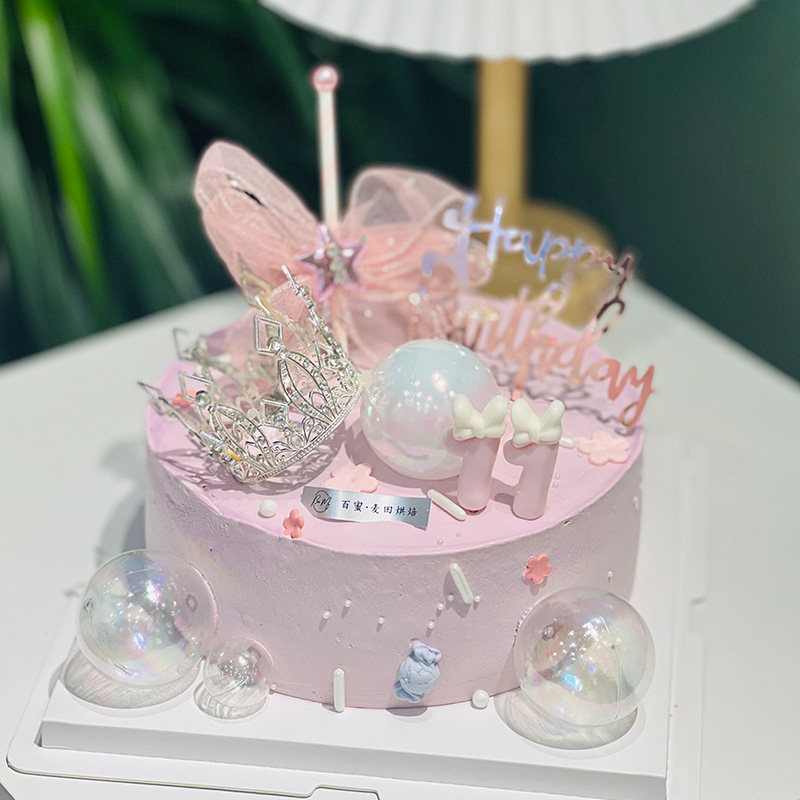 蝴蝶结美女生日蛋糕定制南京
