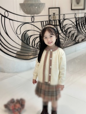 女童连衣裙套裙春秋款女童小香风公主裙羊毛开衫+短袖半身裙套装