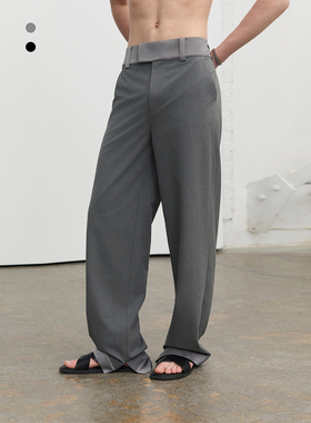 southstudio西裤男女无性别腰头拼接绸缎双色26春夏休闲裤长裤