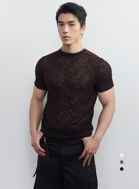 SouthStudio短袖无性别26夏新款珍珠纱线三色小镂空圆领套头T