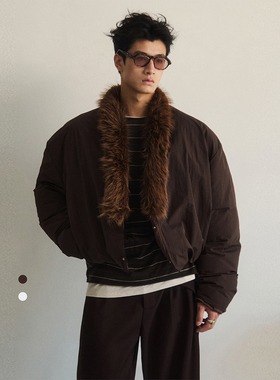 SouthStudio羽绒服男女同款90白鸭绒可调节毛领25冬双色短款外套