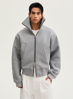 SouthStudio卫衣外套25秋季新款黑白灰三色重磅立领开襟拉链上衣