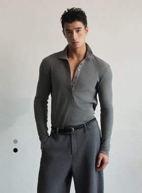 SouthStudio打底衫男女同款25秋双色高领排扣半开襟可外穿上衣