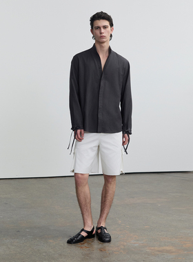 SouthStudio衬衣无性别灰色袖口绑带26春夏款立领暗扣休闲上衣