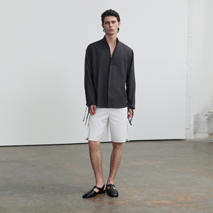 SouthStudio衬衣无性别灰色袖口绑带26春夏款立领暗扣休闲上衣