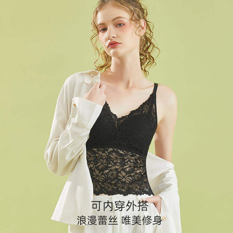 性感美背内衣吊带文胸一体带胸垫内搭蕾丝打底衫背心女春夏外穿薄