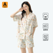薄款 夏季 睡衣女纯棉短袖 A类卡通夏天家居服套装 插画师合作款