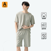 短裤 睡衣男士 纯棉家居服A类100%全棉夏天圆领短袖 春夏季 2025新款