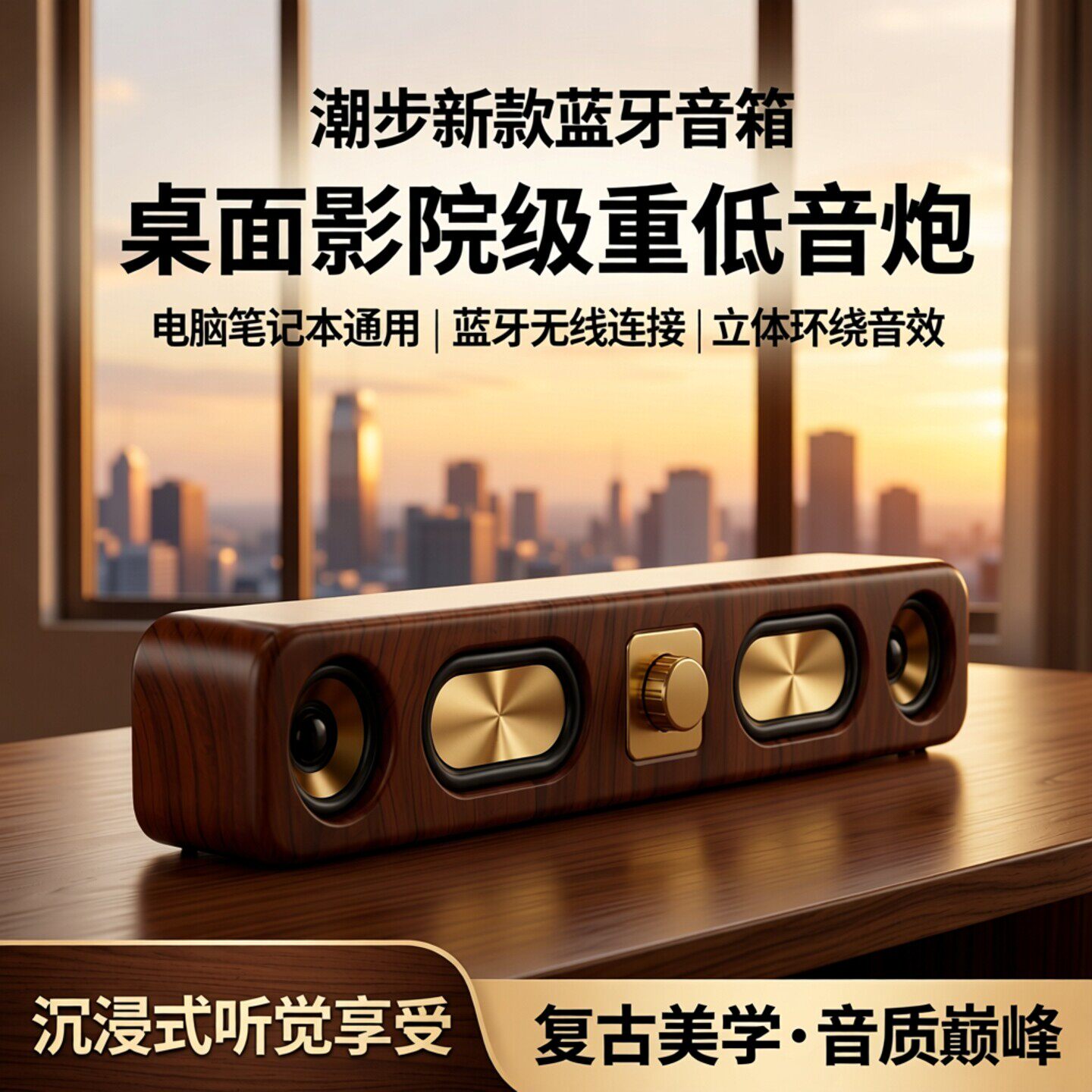 德国柏林之音旗舰新款木质无线蓝牙音箱木长条插卡桌面音响收音机