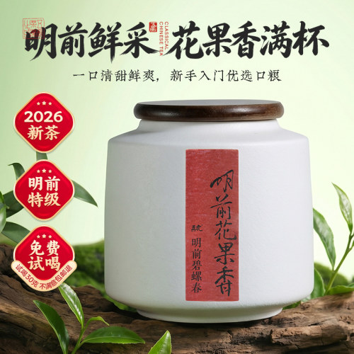 五虎明前碧螺春陶瓷罐装自饮
