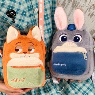 新年疯狂动物城狐狸尼克朱迪儿童斜挎包女孩玩偶兔子包包背包男童
