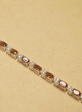 可调节手链褐色莱茵石