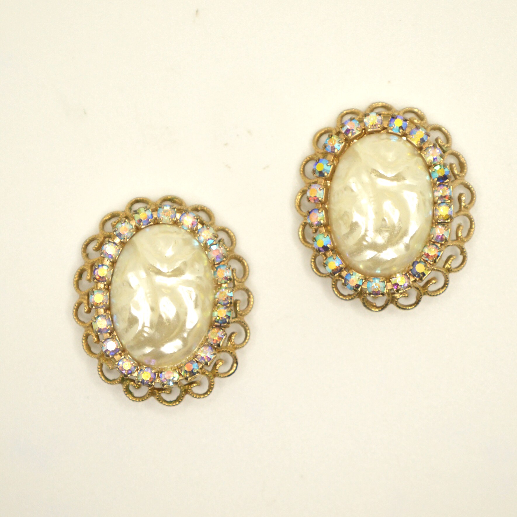 中古首饰品  珍珠金边重工大耳夹 轻微痕迹