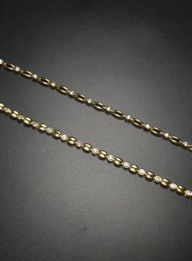 中古首饰 金色莱茵石手链 手围18cm