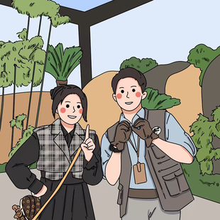 手绘头像情侣怀旧复古风带真人照片转漫画定制画照片卡通Q版 壁纸