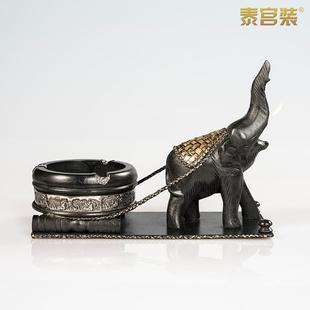 泰国进口工艺品创意个性时尚实木烟灰缸复古礼品木雕烟灰缸大象