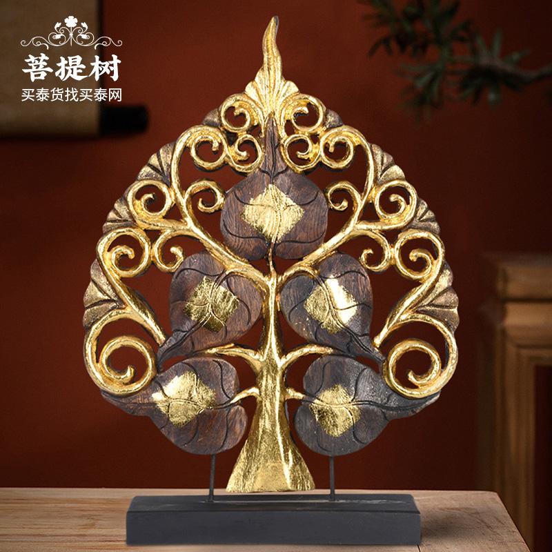 泰式工艺品泰国实木菩提叶佛摆件