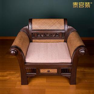 新泰宫装 泰式田园风格酒店会所SPA馆装饰竹编藤编高档单人沙发椅