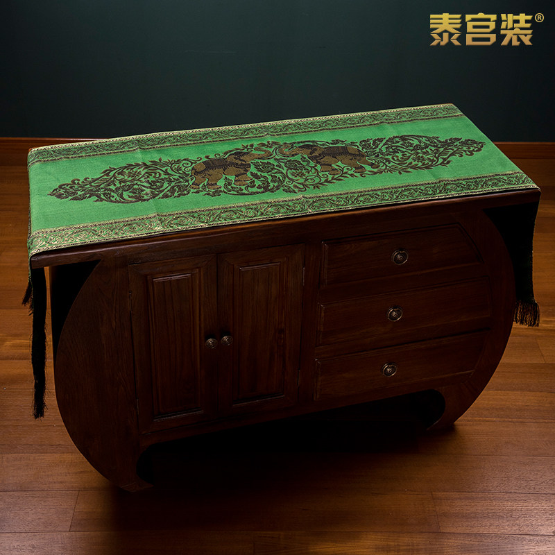 新泰宫装东南亚餐厅泰式风格红色绿色大象图案桌旗民族风民宿床旗,床上用品,床旗,淘宝优惠券,粉丝福利购,淘宝优惠卷