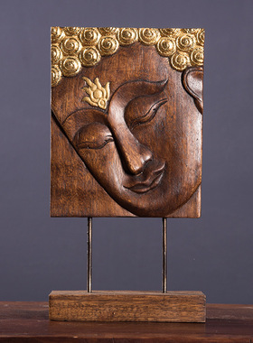 泰国木雕佛脸佛像摆件