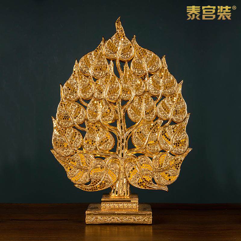 东南亚菩提发财树摆件开业礼品实木客厅玄关家居装饰品泰国工艺品