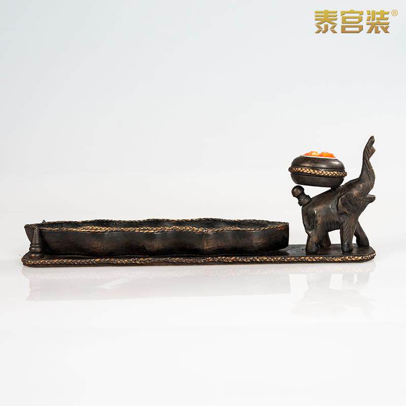 复古实木小象工艺品泰国木质烛台香托线香香插创意香香薰香具用品