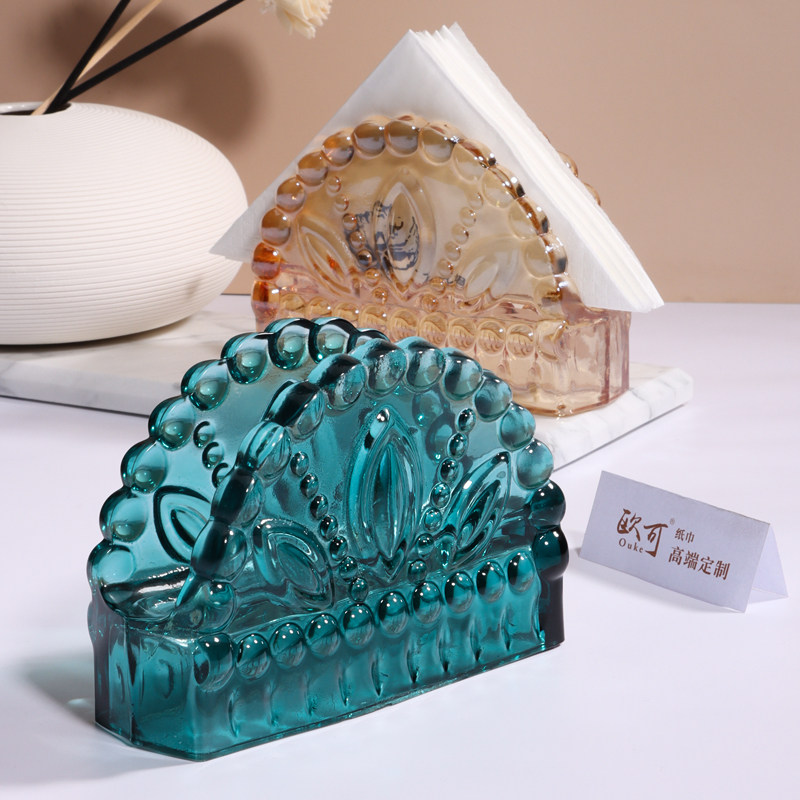 欧式轻奢复古玻璃纸巾架托西餐咖啡厅纸餐巾座创意家用餐厅收纳架,收纳整理,纸巾架,淘宝优惠券,粉丝福利购,淘宝优惠卷