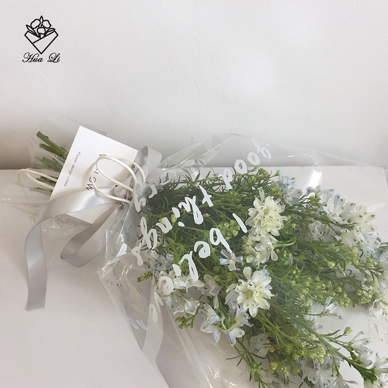 英文简风加厚全鲜透明多支袋教师节扶郎玫瑰花康乃馨满天星包装袋