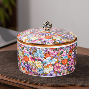 景德镇陶瓷茶叶罐防潮密封罐家用珐琅彩大容量储存罐高级感茶饼缸