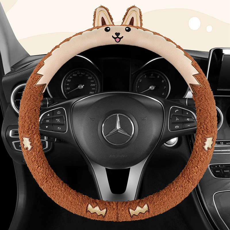 卡通毛绒冬季金彭小糯米m2吉星精灵丘比特V8小四轮电动车方向盘套