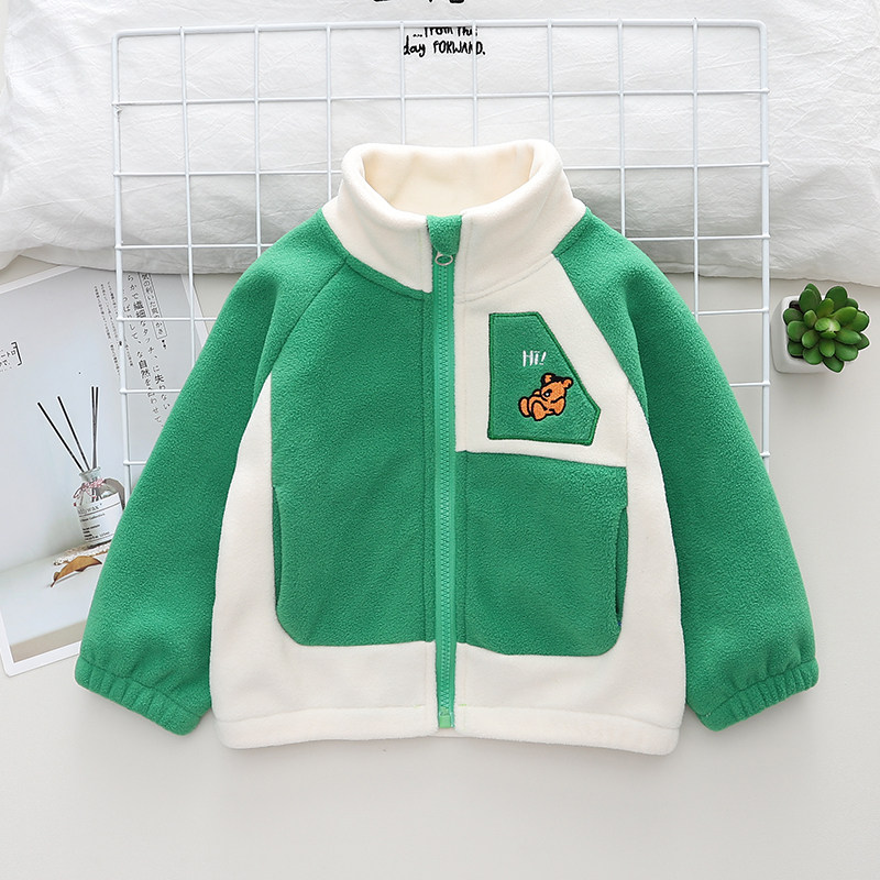 아동복 아동 코트 두꺼운 벨벳 가을 겨울 의류  복 남아용 폴라 플리스 상의 얇은 벨벳 가디건 및 스웨트셔츠