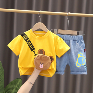 套装 儿童男童短袖 2024新款 宝宝夏装 帅气两件套夏季 婴儿衣服洋气潮