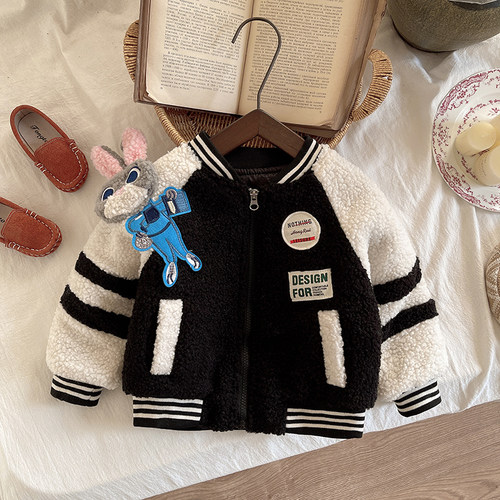 儿童加绒加厚冬装外套2025冬季新款洋气加厚棒球服1-5岁儿童棉衣3