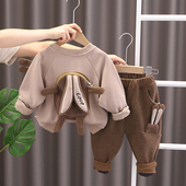 男宝宝洋气加绒加厚两件套男孩冬装 2026新款 潮 男童秋冬套装 儿童装