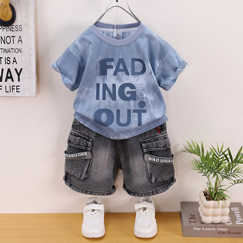 男童夏装2026新款洋气时髦两件套装宝宝夏季短袖中小童薄款衣服潮