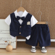 套装 短袖 英伦风花童两件套婴儿周岁礼服潮 男宝宝西装 儿童西服夏季