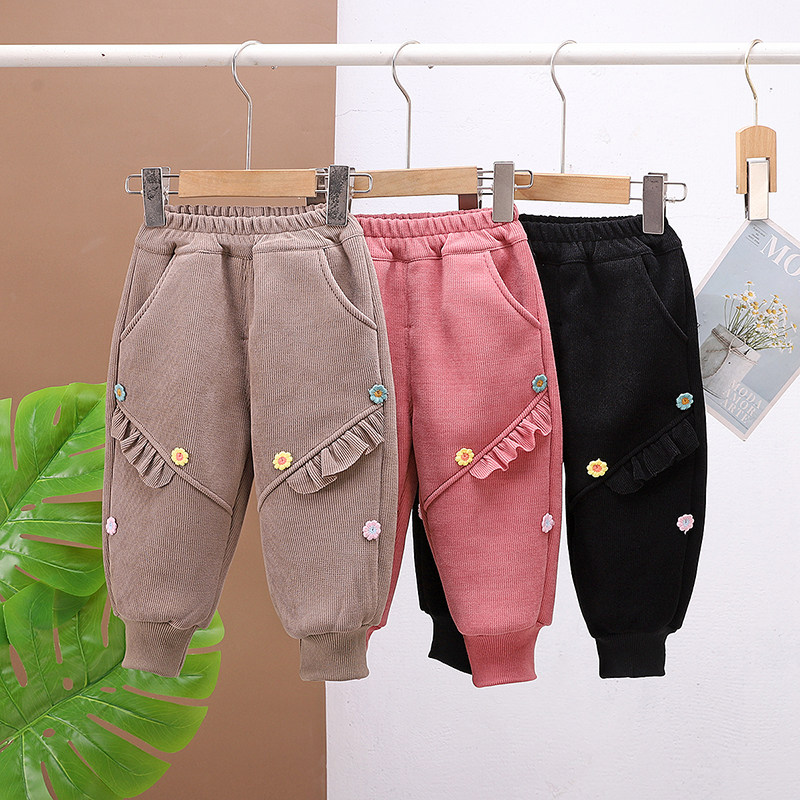 女童加绒裤子秋冬款宝宝休闲裤