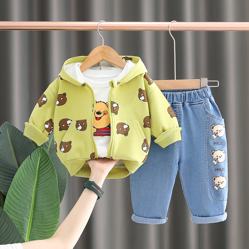男童宝宝秋装套装三件套2023新款童装婴儿衣服儿童外套洋气潮卫衣