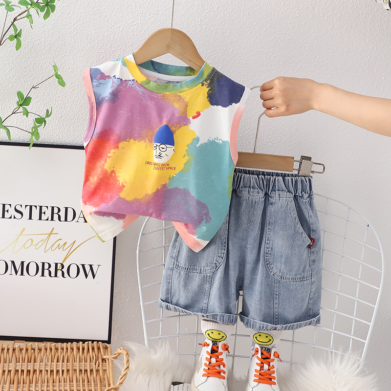 宝宝夏装网红无袖衣服男孩酷炸街