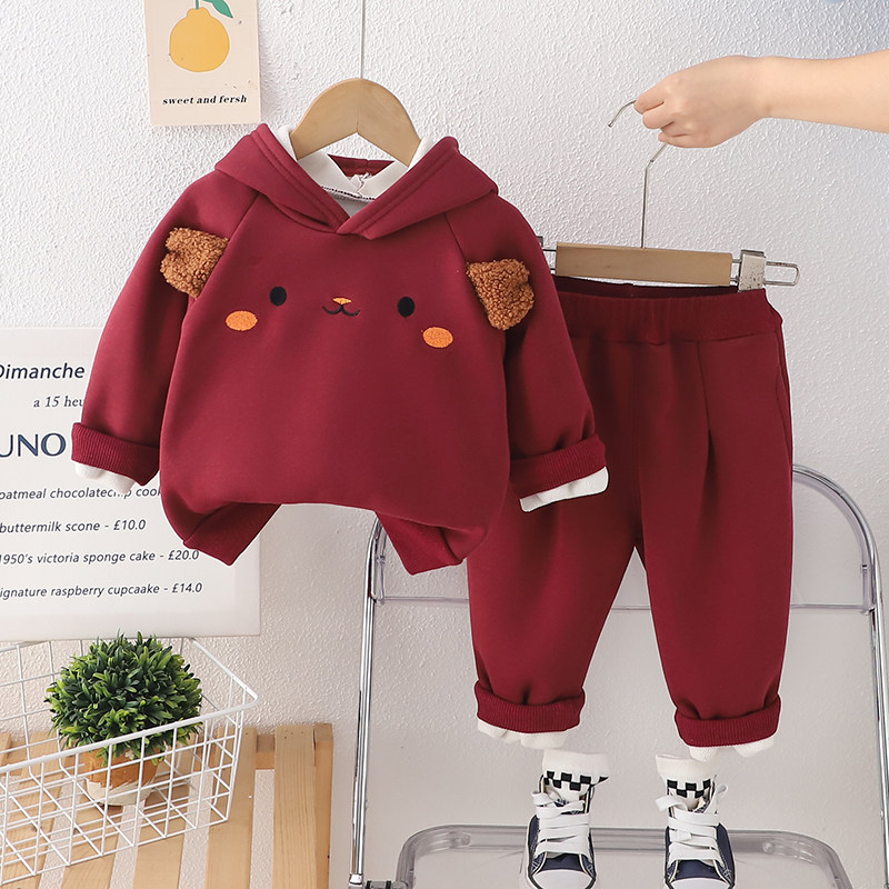 新款婴幼儿男女童加厚卫衣两件套