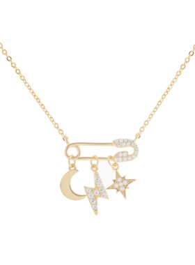 跨境热卖新款回行针多层项链星星月亮组合锁骨链ins流行叠带套链