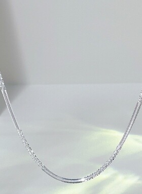 银恋s925纯银波光粼粼麻绳拼接项链女2023新款轻奢小众设计锁骨链